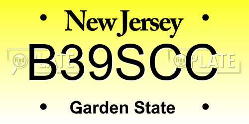 B39SCC New Jersey License Plate