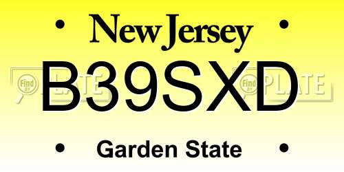 B39SXD New Jersey License Plate