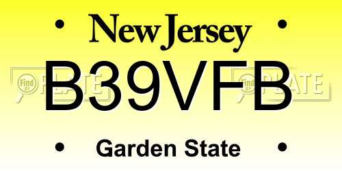 B39VFB New Jersey License Plate