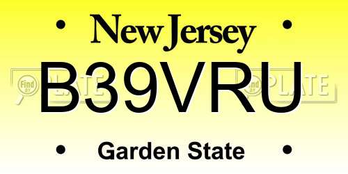 B39VRU New Jersey License Plate