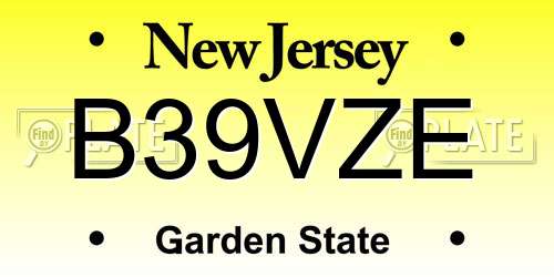 B39VZE New Jersey License Plate
