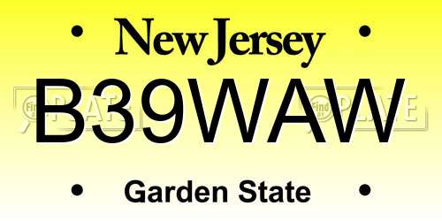 B39WAW New Jersey License Plate