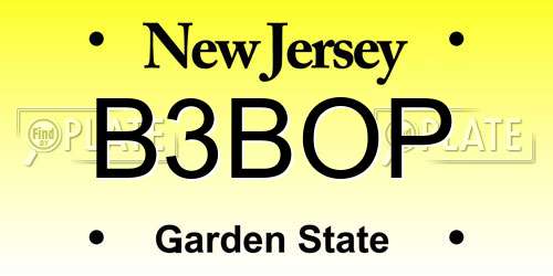B3BOP New Jersey License Plate