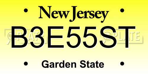 B3E55ST New Jersey License Plate