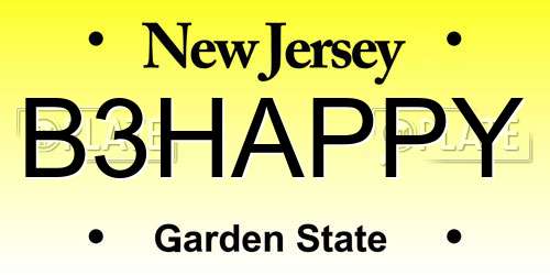 B3HAPPY New Jersey License Plate