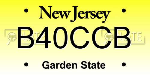 B40CCB New Jersey License Plate