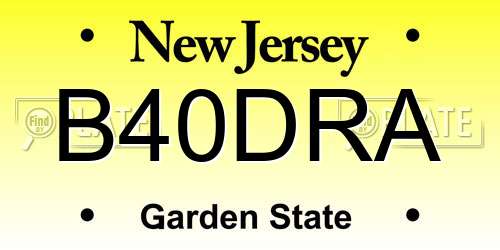 B40DRA New Jersey License Plate