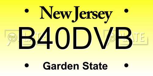 B40DVB New Jersey License Plate