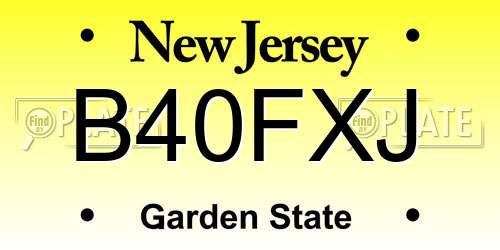 B40FXJ New Jersey License Plate