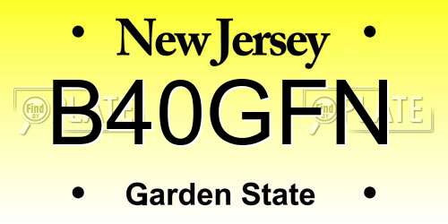 B40GFN New Jersey License Plate