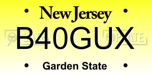B40GUX New Jersey License Plate
