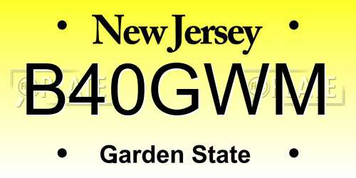 B40GWM New Jersey License Plate