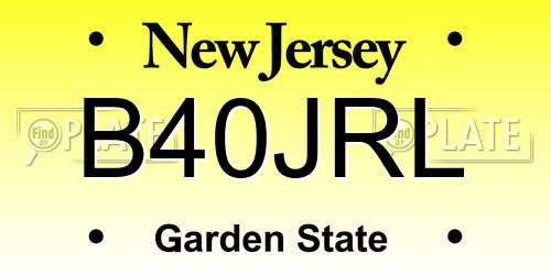 B40JRL New Jersey License Plate