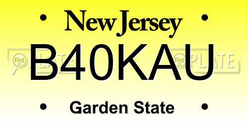 B40KAU New Jersey License Plate