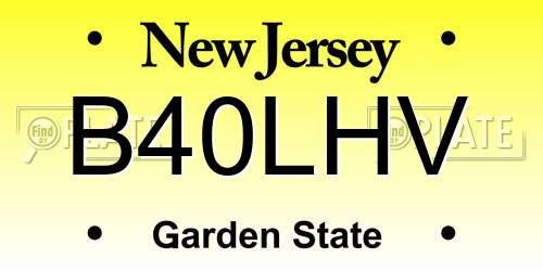 B40LHV New Jersey License Plate