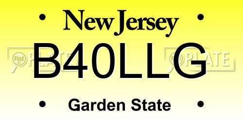 B40LLG New Jersey License Plate