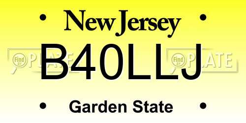 B40LLJ New Jersey License Plate