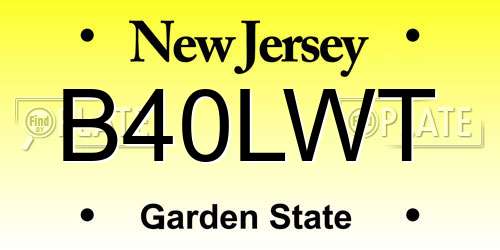 B40LWT New Jersey License Plate
