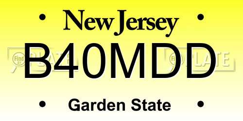 B40MDD New Jersey License Plate