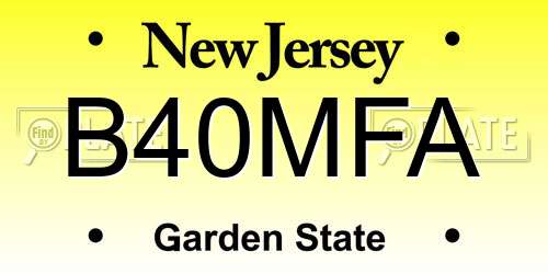 B40MFA New Jersey License Plate