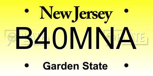 B40MNA New Jersey License Plate