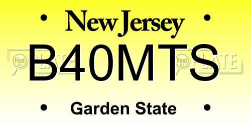 B40MTS New Jersey License Plate