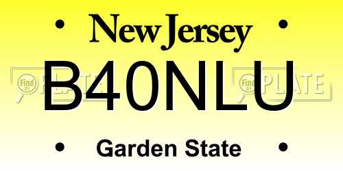 B40NLU New Jersey License Plate