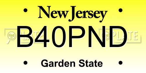 B40PND New Jersey License Plate