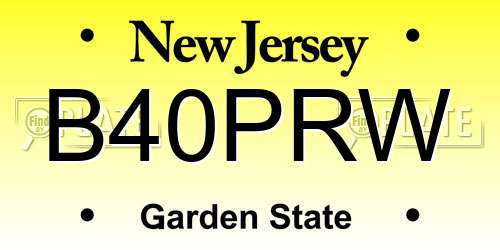 B40PRW New Jersey License Plate