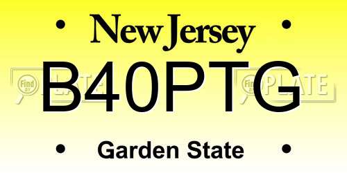 B40PTG New Jersey License Plate