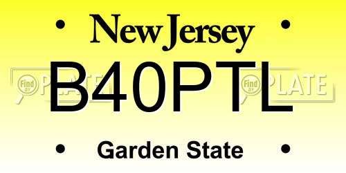 B40PTL New Jersey License Plate