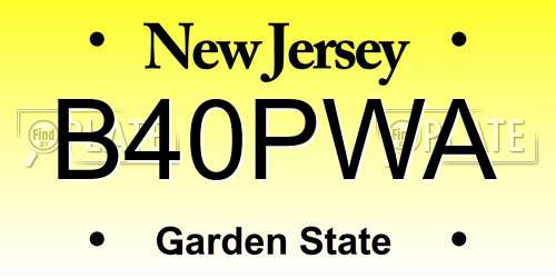 B40PWA New Jersey License Plate