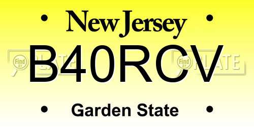 B40RCV New Jersey License Plate