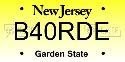 B40RDE New Jersey License Plate