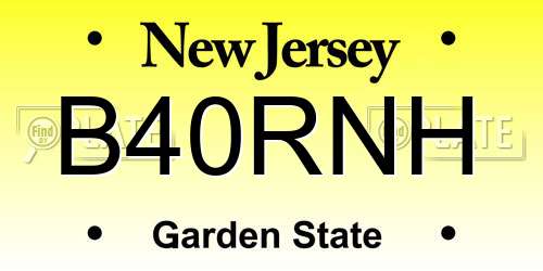 B40RNH New Jersey License Plate