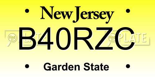 B40RZC New Jersey License Plate
