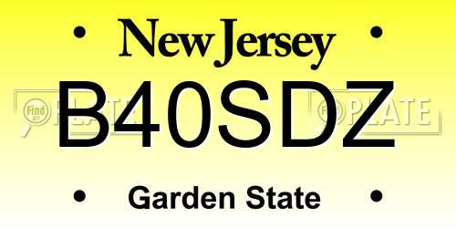 B40SDZ New Jersey License Plate