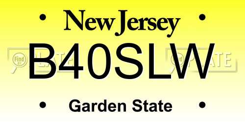 B40SLW New Jersey License Plate