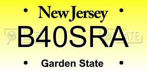 B40SRA New Jersey License Plate