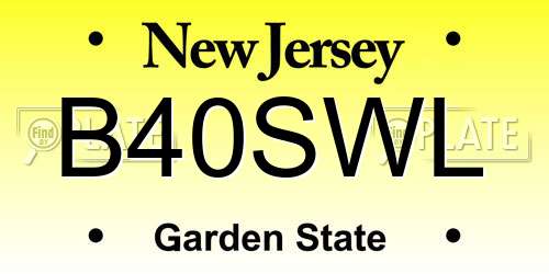 B40SWL New Jersey License Plate