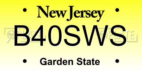 B40SWS New Jersey License Plate