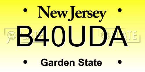 B40UDA New Jersey License Plate