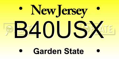 B40USX New Jersey License Plate