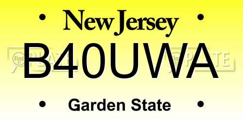 B40UWA New Jersey License Plate