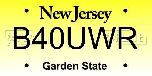 B40UWR New Jersey License Plate