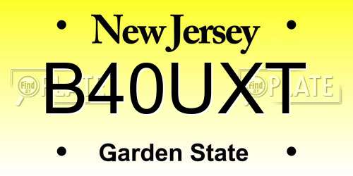 B40UXT New Jersey License Plate