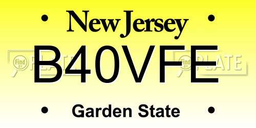 B40VFE New Jersey License Plate