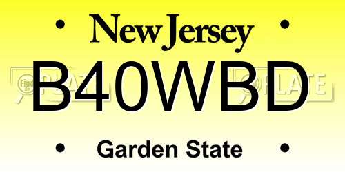 B40WBD New Jersey License Plate