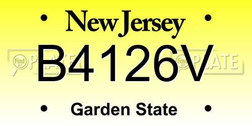 B4126V New Jersey License Plate