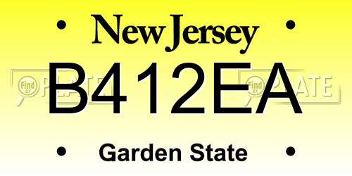 B412EA New Jersey License Plate